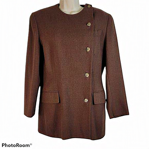 Mark Shale‎ brown Blazer off center buttons 6